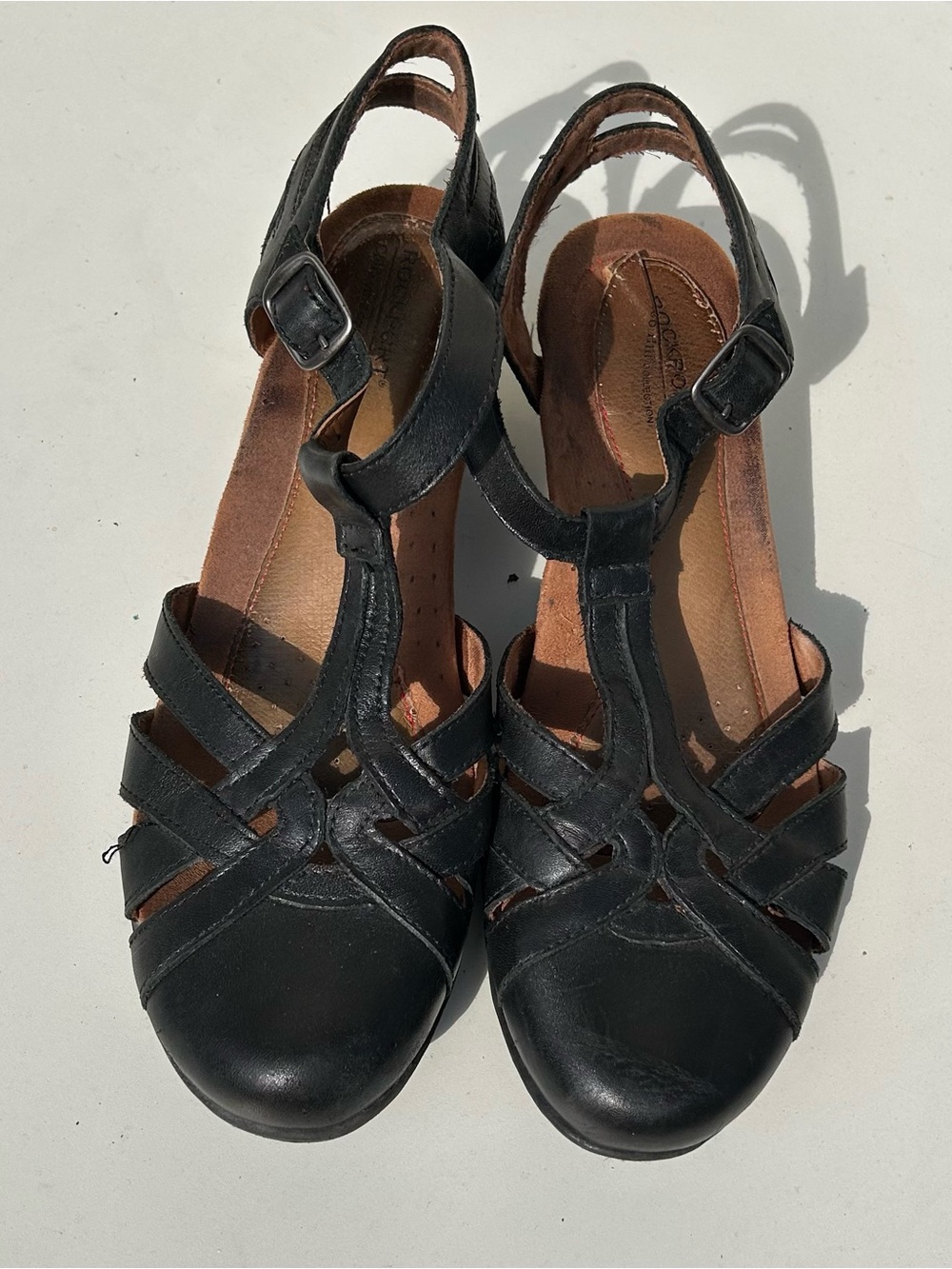 Women’s Rockport Black T-strap Sandals